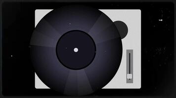 4K motion animation of a retro turntable music player spinning with a dark neutral color background. Perfect for vintage music, parties, and creative projects. video