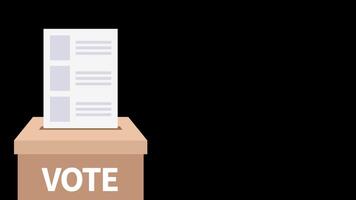 motion 4K animation of a voting box with a ballot being inserted, representing election, decision making and democratic process. Suitable for political content. video