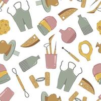 Colorful crafting tools and materials pattern vector