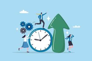 Utilization optimize resource to maximize output or best result, optimization or improvement to increase productivity, efficiency, growth concept, business team help utilize clock to increase result. vector