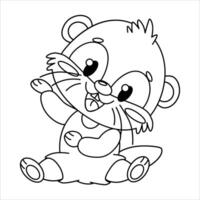 A cute cartoon otter character with big eyes and a playful expression. The otter is sitting and waving, showcasing its round body and small paws. vector