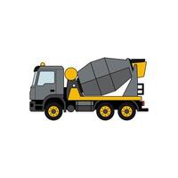 Small machinery concrete mixer truck in side view vector