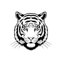 Black and white of tiger head isolated on white background vector