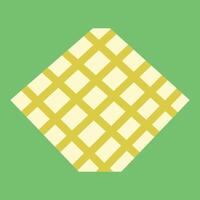 Yellow picnic cloth isolated on a green background. Picnic blanket. vector