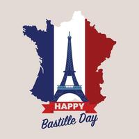 The national flag of france with eiffel tower vector