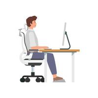 Man sitting at desk and working with a computer vector