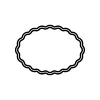 Doodle circle oval scalloped frames. Hand drawn scalloped edge ellipse shapes. Simple round label form. Flower silhouette lace frame. illustration isolated on white background vector