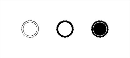 Set of different wiggly circle frames. Round shapes with squiggly borders. Wavy photo vignettes, mirror framings, empty textboxes, design elements for scrapbooking albums. graphic illustration. vector