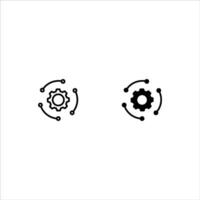 Technology development icon set, innovation concept, system integration, software business, technical support, smart solution. vector
