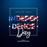 4th of July Independence Day Illustration with American Flag in Text Label on Blue Background. Fourth of July National Celebration Design with Typography Letter for Banner, Postcard, Greeting vector