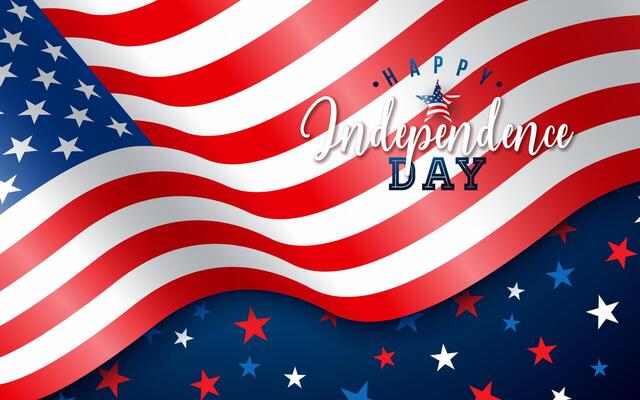 4th of July Independence Day of the USA Illustration with American Flag and Falling Star Confetti on Blue Background. Fourth of July National Celebration Design with Typography Letter for