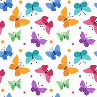 Seamless pattern, background with colorful butterflies and dots. For kids products, fabric or wrapping paper. vector
