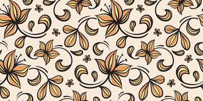 Simple hand drawn abstract floral print. Trendy collage line pattern. Fashionable template for fabric design. Simple floral illustration vector