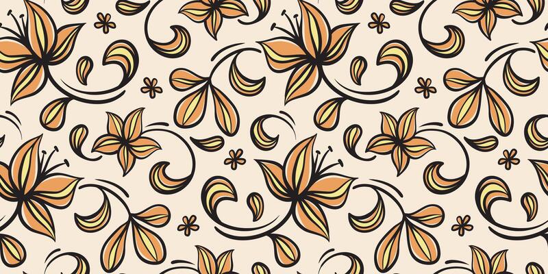 Simple hand drawn abstract floral print. Trendy collage line pattern. Fashionable template for fabric design. Simple floral illustration
