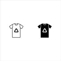 T-shirt with recycling icon set, promoting reusable and green clothes. Sustainable fashion, eco-friendly fabric. Pixel perfect, editable stroke icon vector