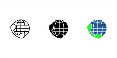 International call icon set in line design. International, call, phone, global, communication, mobile, connection on white background . International call editable stroke icon vector