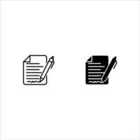Pen signing a contract with signature line art icon set, for business apps and websites vector