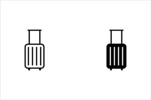 Travel luggage icon set in line and flat style. Travel suitcase, baggage icon symbol on white background for apps and websites. illustration vector