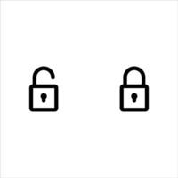 Lock icon set. Locked and unlocked icon set. Locked and unlocked padlock symbol of device security. Privacy symbol stock illustration. Round and square shape padlock. vector