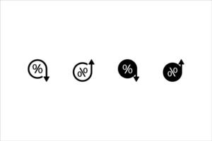 Low and high percent icon set, down and growth gdp. interest rate, increase icon, percentage rise. Percent in circle with arrow up and down sign. symbol vector