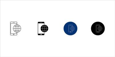 Smartphone with globe icon. Roaming isolated sign. Travel internet technology sign. EPS 10 vector