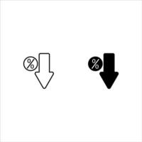 Percent down icon isolated. simple icon on white background vector