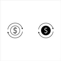Set round money transfer icon, simple arrow financial usd dollar mark sale flat design pictogram, infographic interface elements for app logo web button ui ux isolated on white background vector