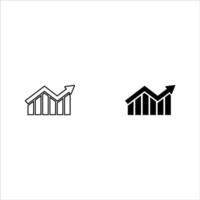 Set black arrow growing pointing up on chart graph bars icon, success graph trending upwards flat design interface infographic element for app ui ux web button, isolated on white background vector