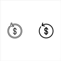 Set round money back refund investment icon, financial repeat arrow flat design pictogram, infographic interface elements for app logo web button ui ux isolated on white background vector