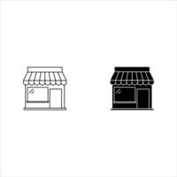 Simple Flat Market Icon set Illustration Design, Silhouette Market Symbol with Outlined Style Template vector