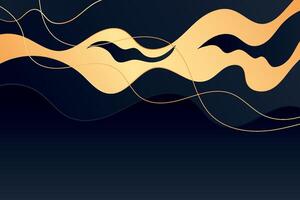 Gold dynamic waves stretch with soft curves across a dark abstract background evoking motion and elegance vector