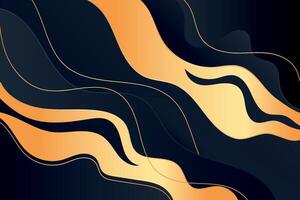 Abstract gold dynamic waves flow across a dark background with elegant curves and smooth gradients creating a luxurious wavy design vector