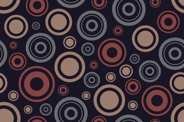 Modern abstract rings tracery seamless patterns with repeating concentric shapes for digital or print art