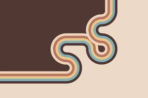 Curved geo stripes in teal and beige on a classic retro background vector