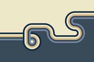 Retro background with abstract curved stripes in blue and cream shades vector