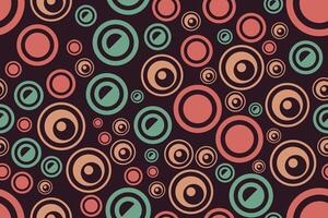 Abstract rings tracery seamless patterns with bold circular outlines in earthy red and green tones on a dark background vector