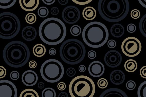 Bold concentric circle artwork with rings tracery seamless patterns in earthy dark colors
