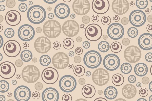 Stylized rings tracery seamless patterns with abstract geometric circles in beige tones