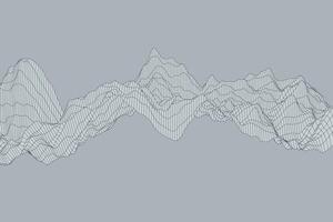 Abstract background of linear turbulence with flowing black lines on a gray surface representing digital waves and depth vector