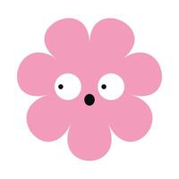 Colorful flower face with a stunned look and lively style. A quirky cartoon design with geometric simplicity. vector