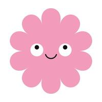 Ecstatic flower icon with colorful petals and expressive face. Abstract floral emoji with cartoon appeal vector