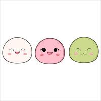 Cute round characters with smiling kawaii faces vector