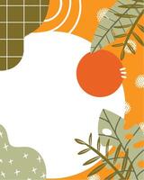 Abstract Composition with Tropical Leaves and Geometric Shapes vector