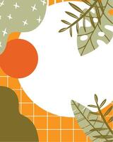 Abstract botanical composition with geometric shapes and tropical leaves vector