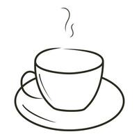 Cup of hot tea or coffee, minimalist illustration outline vector