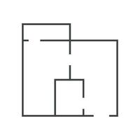 Floorplan simple icon room flat apartment line drawing, floor plan project, symbol. Technical architecture draw. Structure shape , build layout with doors and windows. vector