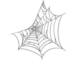 Spiderweb corner line border, scary hanging net frame. Simple spooky halloween decoration. Cobweb spider trap. vector