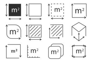Square meter icon line quantity area , m2 measuring area sign symbol. Simple territory measurement. Flat area square meter. vector