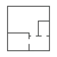 Floorplan icon room flat apartment line drawing, floor plan project, symbol. Technical architecture draw. Structure shape, build layout with doors and windows. vector