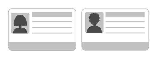 Id card identification badge simple icon.Driver license, verify document. Biometric membership passport. Flat card with information. vector